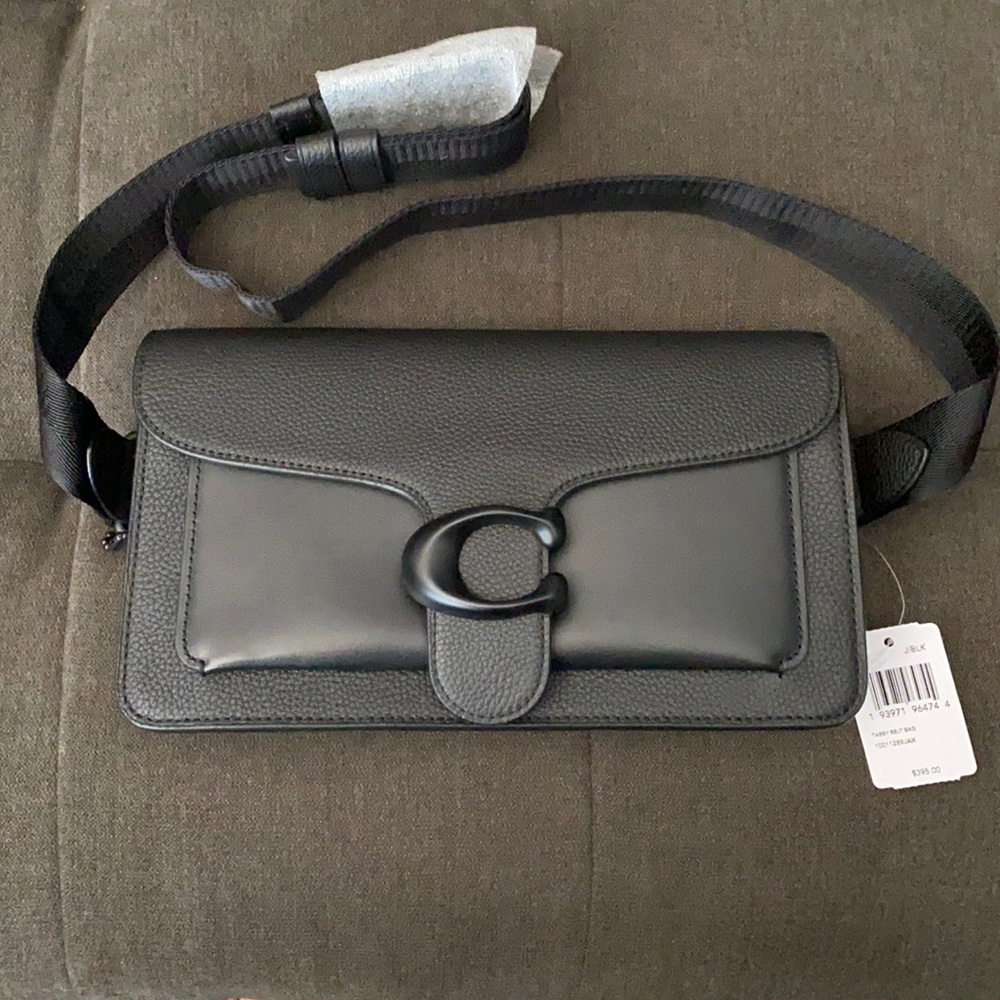COACH TABBY Black Pebble Leather Belt Bag